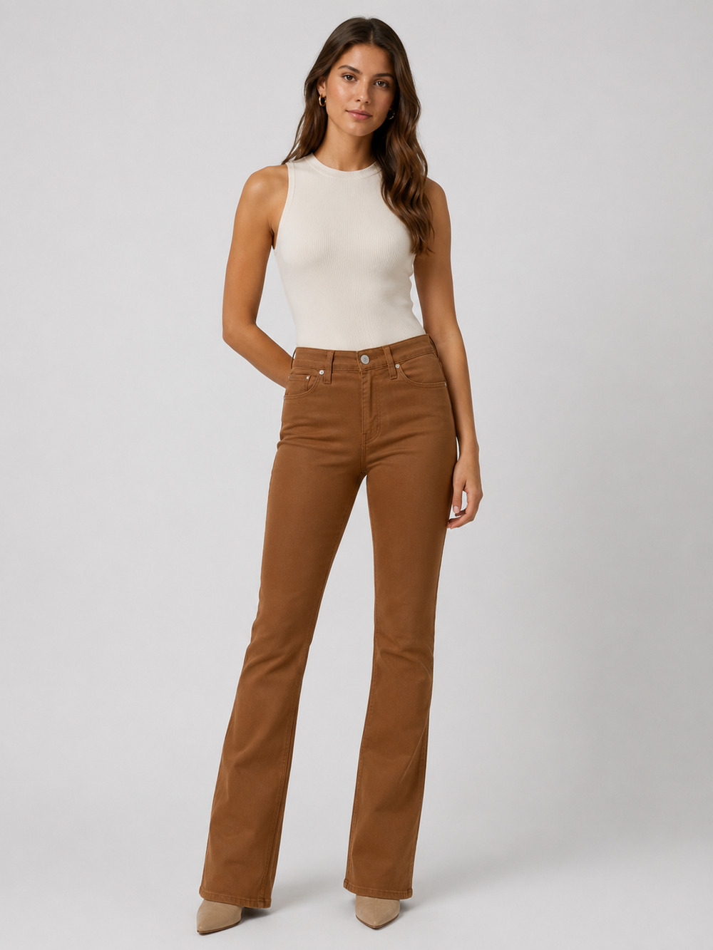 NWT Hudson Barbara High-Rise Bootcut Coated Jeans in Tobacco Brown Coated Sz 24